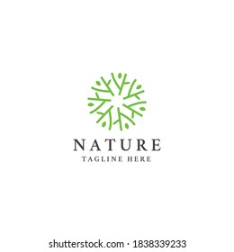 Abstract circle nature logo icon design template. Leaf, tree, ornament vector