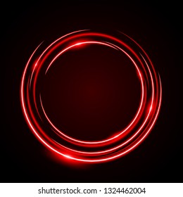 Abstract Circle Neon Light Red Frame, halo vector background