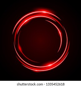 Abstract Circle Neon Light Red Frame, halo vector background
