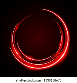 Marco rojo claro de la neón circular abstracto, fondo del vector halo