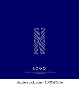 abstract circle neon lines N logo letter with blue background color design concept 