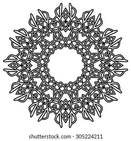 Abstract circle ornament. Decorative retro element