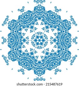 Abstract circle ornate floral texture, ornament, endless pattern, round lace, flower, vector