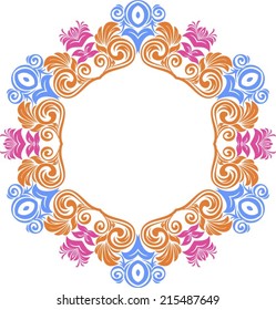 Abstract circle ornate floral texture, ornament, endless pattern, round lace, flower, vector