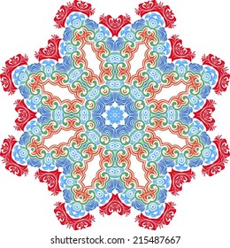 Abstract circle ornate floral texture, ornament, endless pattern, round lace, flower, vector