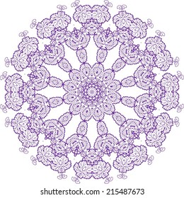 Abstract circle ornate floral texture, ornament, endless pattern, round lace, flower, vector