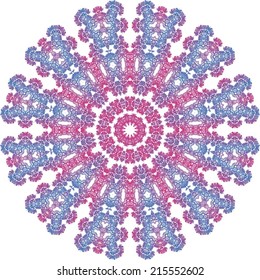 Abstract circle ornate floral texture, ornament, endless pattern, round lace, flower, vector. isolated on a white background. 