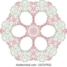 Abstract circle ornate floral texture, ornament, endless pattern, round lace, flower, vector. isolated on a white background. 