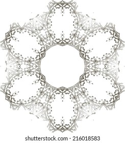Abstract circle ornate floral texture, ornament, endless pattern, round lace, flower, vector. isolated on a white background. 