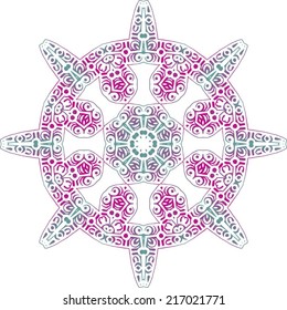 Abstract circle ornate floral texture, ornament, endless pattern, round lace, flower, vector. isolated on a white background.