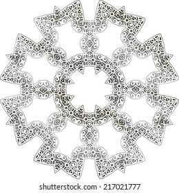Abstract circle ornate floral texture, ornament, endless pattern, round lace, flower, vector. isolated on a white background.