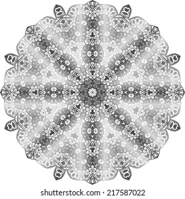 Abstract circle ornate floral texture, ornament, endless pattern, round lace, flower, vector. isolated on a white background.