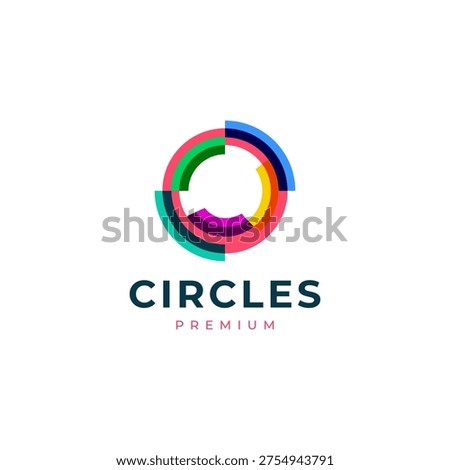 abstract circle overlapping color logo vector icon illustration