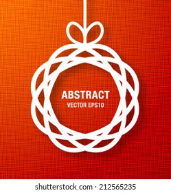 Abstract Circle Paper Applique on Red Canvas Background. Vector illustration. 