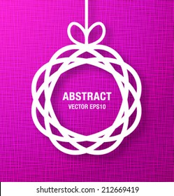 Abstract Circle Paper Applique on Bright Violet Canvas Background. Vector illustration. 