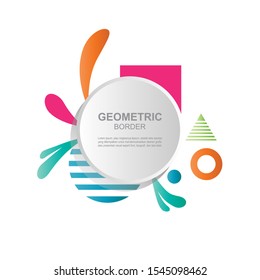 abstract circle paper cut geometric text box white gray, simple colorful flower petal frame