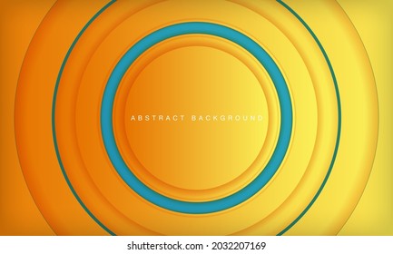 Abstrakter Kreis, papierschneidender Hintergrund mit orangefarbenem und blauem Hintergrund. Moderne Design-Vorlage.