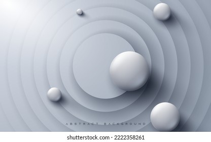 Abstract circle papercut layer white background with sphere shape.