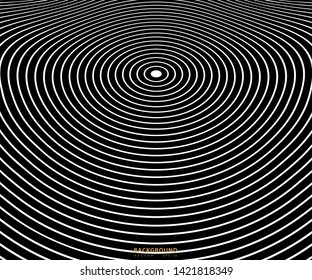 Abstract circle pattern black and white color ring. Abstract  vector illustration for sound wave, Monochrome graphic.