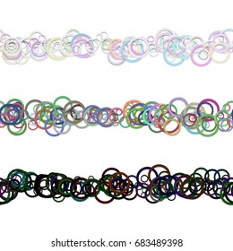 Abstract circle pattern line text divider design set from colored rings - repeatable vector graphic elements