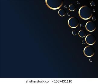 Abstract circle pattern luxury dark blue with gold background