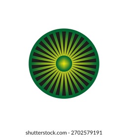 Patrón de círculo Abstractas. Efecto radial de rayos solares. Vector de gradiente verde. Elemento gráfico dinámico.