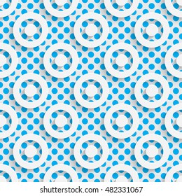 Abstract Circle Pattern. Seamless Geometric Background. Vector White and Blue Wallpaper