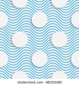 Abstract Circle Pattern. Seamless Geometric Background. Vector White and Blue Wallpaper
