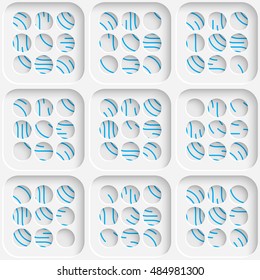 Abstract Circle Pattern. Seamless Geometric Background. Vector White and Blue Wallpaper