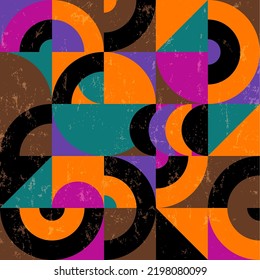 abstract circle pattern, with squares, semicircles, paint strokes and splashes