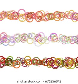 Abstract circle pattern web page separator line design set from colored rings - repeatable vector graphic design elements