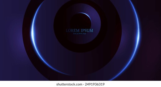 abstract circle patterns modern and creative dark blue technology background,cover design element.glowing curve electric lines energy backdrop vector illustration.