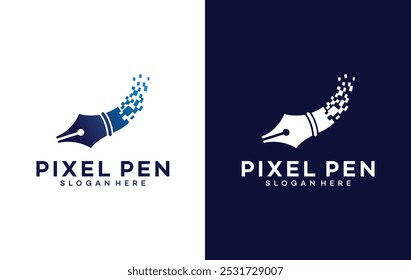 Abstract Circle Pen logo designs concept vector, Writer logo symbol