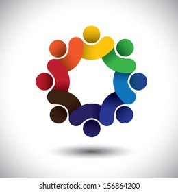 Abstract circle of people icons - diversity in employment concept. This vector graphic also represents concept of employees or workers meeting, workers unity, executive staff union, children & kids