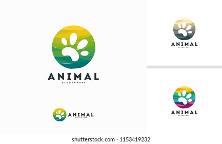 Abstract Circle Pet Paw logo designs concept vector, Animal logo symbol