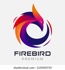 Abstract Circle Phoenix logo. Multicolored Abstract Firebird logo