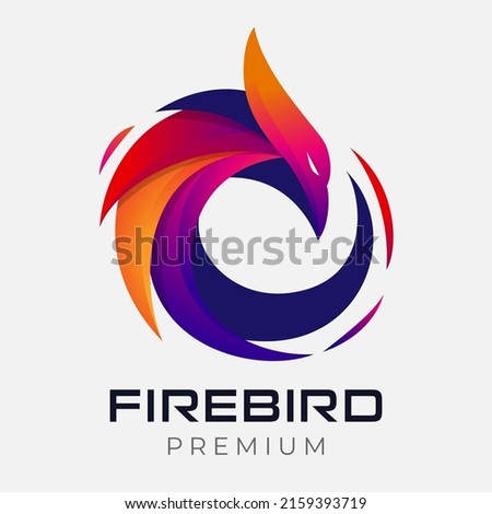 Abstract Circle Phoenix logo. Multicolored Abstract Firebird logo