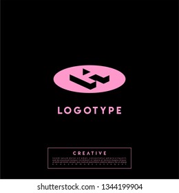 abstract circle pink logo letter H design concept