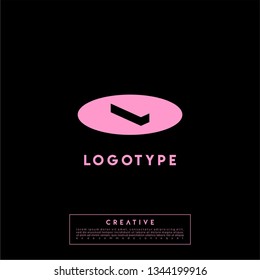 abstract circle pink logo letter I design concept