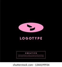 abstract circle pink logo letter J design concept