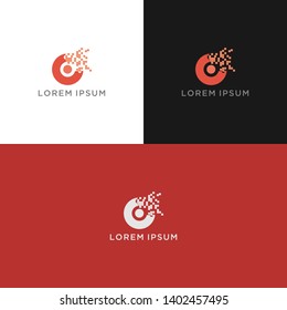 ABSTRACT CIRCLE PIXEL LOGO DESIGN VECTOR