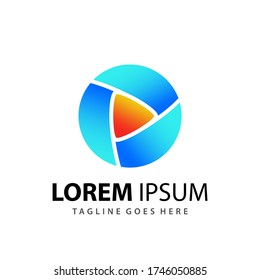 Abstract Circle Play Media Logo Designs Template Premium Vector