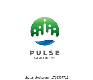 Logo des Teams für abstrakte Kreise-Pulse-Logo der Gesundheitsgemeinschaft Logo-Design-Illustration