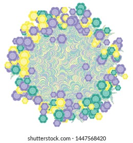 Abstract Circle push Flowers Generative Art background illustration