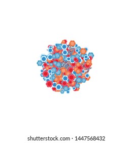 Abstract Circle push Flowers Generative Art background illustration