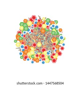 Abstract Circle push Flowers Generative Art background illustration
