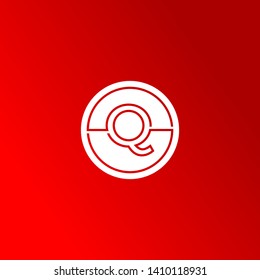 abstract circle Q logo letters in modern line shape with red background design concept