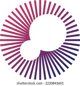 Abstract circle and rays logo illustration in trendy and minimal style isolated on background