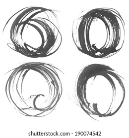 Abstract circle realistic strokes painted with black liquid ink 