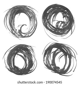 Abstract circle realistic strokes painted with black liquid ink 1